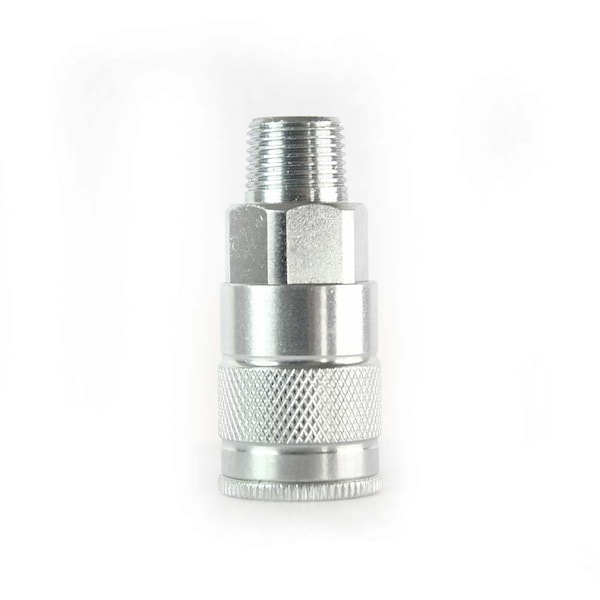 Interstate Pneumatics 3/8 Inch Auto Steel Coupler x 3/8 Inch Male NPT (Silver Color), PK 100 CA661Z-100K - main